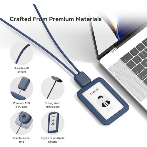 SANTLET Lanyards for ID Badges Holder, Soft Silicone, Retractable Cord
