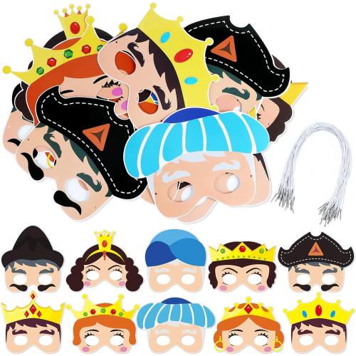 Hotop 30 Sets Purim Masks Decorations Jewish Party DIY Purim Masks Jewish Costume Gifts Role Play Cosplay Religious Party Favors Supplies