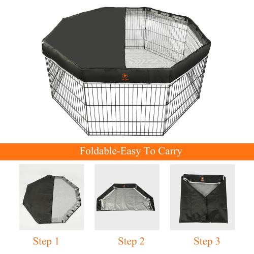PJYuCien Dog Playpen Mesh Top Cover, Fits 24 Inch 8 Panels Regular Octagon Metal Exercise Pet Pen, Adhesive Tape Connections, Black (Note: Cover Only, Fence Not Included)
