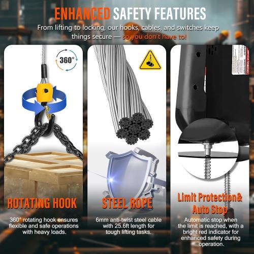 YATOINTO 3 in 1 Electric Hoist Winch, 1540lbs Portable Electric Power Winch with Wire and Wireless Remote Control, 120V Electric Hoist Crane, Overload Protection 25ft Lifting Height for Towing