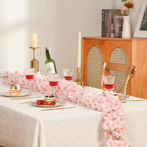 Cherry Blossom Garland 6-Pack 35.4 Ft Cherry Blossom Hanging Vine Silk Sakura Vines Garland for Wedding Party Decor, Pink