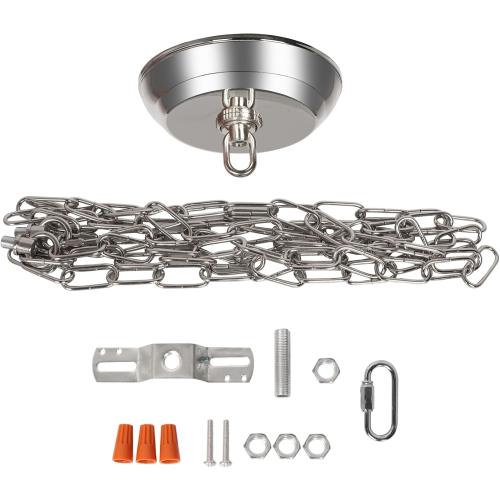 10 Feet Heavy Duty Silver Chain with 5 Light Canopy Kit for Chandelier, Swag Light Kit Light Fixture Mounting Bracket for Hanging Light,L0020