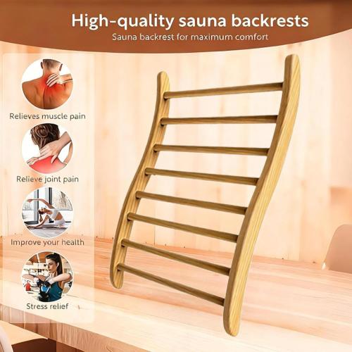 Loyly Accessories Wooden Ergonomic Backrest Slip-Resistant Comfortable S-Shaped Design Sauna Chair with Backrest, Sauna Accessories for Any Barrel or Infrared Sauna