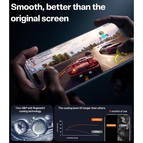 TORRAS Unbreakable for iPhone 17 Pro Screen Protector, 9H  Military-Grade,12 FT Shatterproof, Aerospace Tempered Glass 2 Pack - Full Coverage, Anti-Scratch, Bubble-Free, Easy Installation,6.3 inch