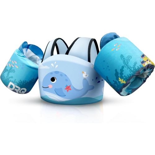 DRQ Toddler Swim Vest, Toddler Floaties for 22-66lbs Kids, Puddle Jumper Kids Life Jacket with Shoulder Harness Arm Wings for Girls Boys 2 3 4 5 6 Years Old