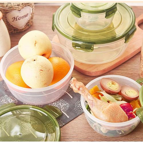 Food Storage containers Set,Round Lunch Boxes,Kitchen Plastic Airtight Stackable Food containers with lids, 4 Pieces, Suitable for Dishwasher,Freezer,Microwave,Transparent