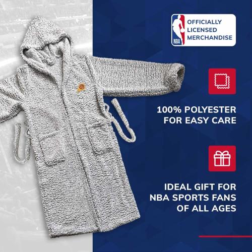 Northwest NBA Adult Plush Hooded Robe with Pockets - 100% Polyester Sherpa Blend - Machine Washable - Relaxation & Style (Phoenix Suns - Gray, One Size)
