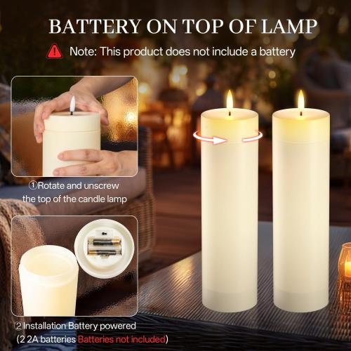 14 x 4 Large Flameless Candles with Remote & Timer, Waterproof Outdoor Battery Operated Candles LED Electric Flickering Flameless Pillar Candle for Patio Porch Lanterns Home Decor Easter, 2 Pack