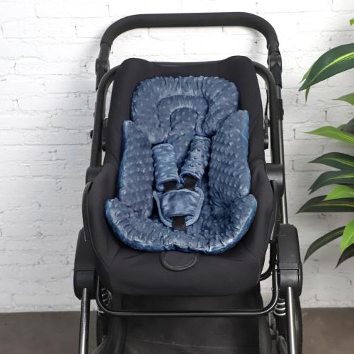 Infant Car Seat Insert Boy Girl, 3 in 1 Newborn Carseat Insert with Strap Pads, Car Seat Head Support for Baby Strollers, Swings, and Bouncers, Comfortable and Machine Washable, Blue