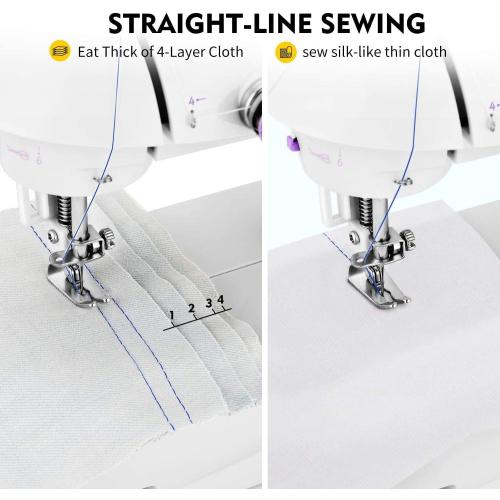 Magicfly Mini Sewing Machine with Extension Table, Dual Speed Portable Sewing Machine for Beginners with Light, Sewing Kit for Household Use, White