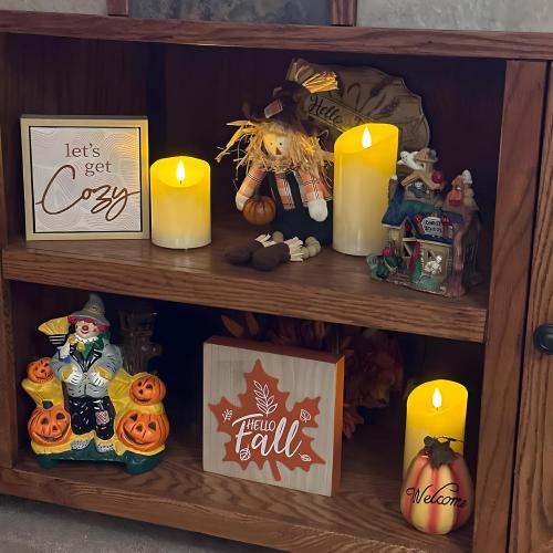 Lezonic Rechargeable Flickering Flameless Candles Battery Operated with Remote and Timer, Pack of 2(D 3'' X H 4''5''6'') Long Lasting Ivory White Real Wax LED USB Pillar Candles