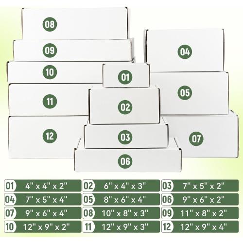 12x9x4 Shipping Boxes Set of 5, White Corrugated Cardboard Box Literature Mailer
