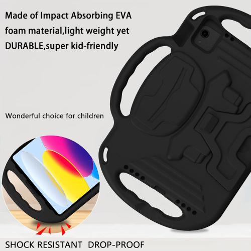 LTROP Kids Case for iPad 11th Generation (A16) 2025 / 10th Generation(10.9 Inch, 2022) with Shoulder Strap, Durable Light Weight Handle Stand Child-Proof Bumper Case for iPad 11th/10th Gen, Black
