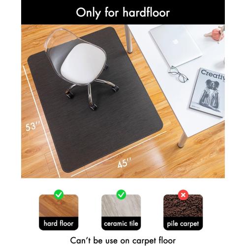 Office Chair Mat for Hardwood Floor Under Desk Computer Rolling Chair Mat for Wood/Tile Floor Non-Slip Heavy Duty Desk Rug PVC Plastic Hard Floor Protector 45x 53 (Espresso)