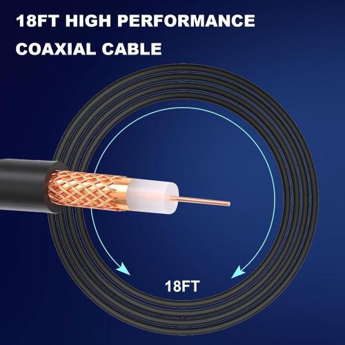 TV Antenna for Local Channels, TV Antenna for Smart TV Indoor -18ft Cable | Support 4K 1080p with Signal Booster for Local Channels, Long Range Reception(Dark Grey)