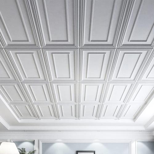 Art3d Drop Ceiling Tiles, 24x48in. White (12-Pack), Polyvinyl Chloride (PVC), Glue Down