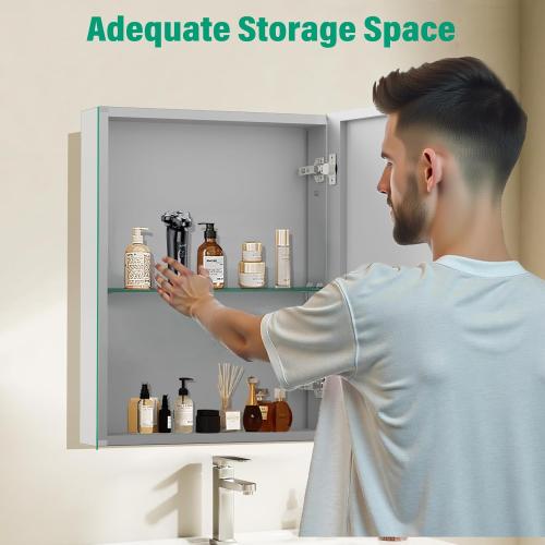 Medicine Cabinet Mirror,Bathroom Mirror with Storage 14 x 18 in | ﻿ Bathroom Medicine Cabinet With Mirror And Adjustable Shelves, Aluminum Recessed or Wall Mounted Medicine Cabinets