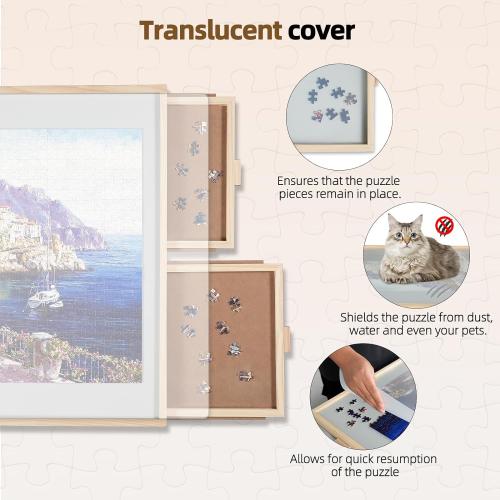 ALL4JIG 1500 Pieces 2-in-1 Tilting & Rotating Puzzle Board for Adults Gifts, Wooden Jigsaw Puzzle Table with 4 Drawers, Portable Board with Lazy Susan and Cover, 25.2 x 34.2