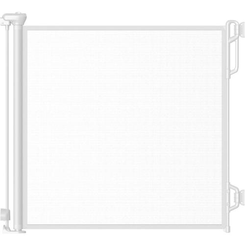 Retractable Safety Baby Gate or Mesh Dog Gate,Durable Portable Mesh Retractable Gate,Easy to Use for Stairs, Doorways, Hallways, Indoor, Outdoor, 33.5 Tall, Extends to 55 Wide,White