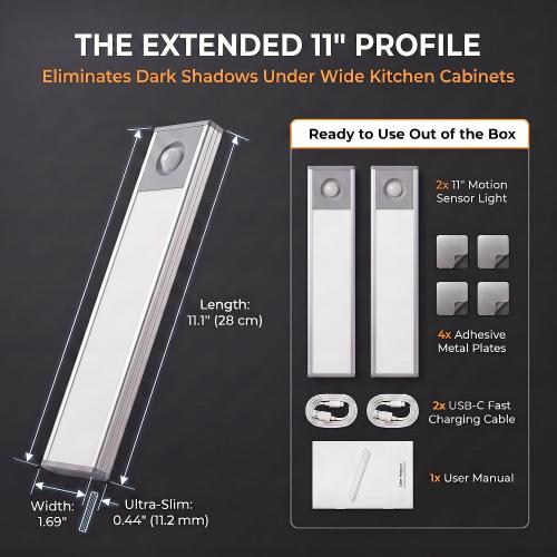Under Cabinet Lighting, 4200mAh Motion Sensor Light Indoor, 2 Pack