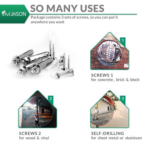 VIVIJASON 18 inch Adjustable Convex Security Mirror, Indoor Outdoor Curved Safety Mirror, Wide Angle View for Office Warehouse Driveway Store Garage Blind Spot