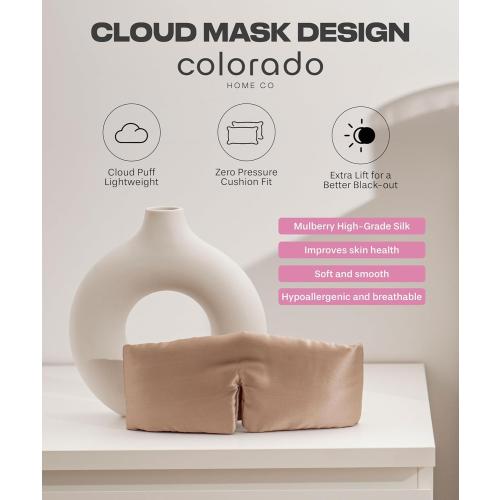 Colorado Home Co Cozy Silk Eye Mask - Blackout, Adjustable for Side Sleepers & Travel, Cloud Eye Covers, Mauve