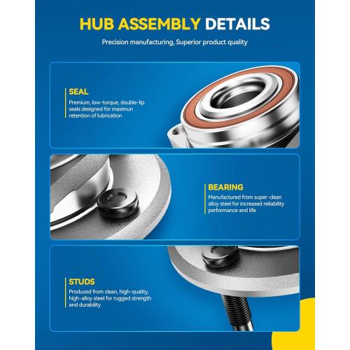 PHILTOP 515202 4WD Front Wheel Hub Assembly Fit for Toyota Tundra 2007-2021, Toyota Sequoia 2008-2018 Wheel Hub Bearings