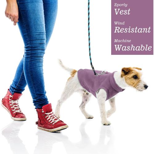 SATINIOR 4 Pieces Stretch Fleece Dog Sweater Polyester Warmer Vest Pullover Jacket with D-Ring Leash Cold Weather Coat Hoodie for Small and Medium Dogs(S,Gray, Green, Purple, Blue)