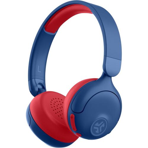 JLab JBuddies ANC 2 in 1 Wireless   Wired Kids Headphones, Active Noise Canceling and Be Aware Modes, Safe Volume Settings, 50  Hours Playtime, Adjustable, Blue/Red