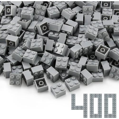 Feleph 2x2 Bricks Light Gray Medium Stone Grey 400 Pieces Parts Building Creative Play Blocks Set Accessories Compatible with 3003 Major Brands Toys