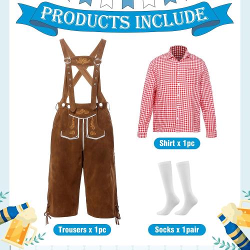 XL-XXL Men’s German Bavarian Oktoberfest Costume Set,Lederhosen Men,Oktoberfest Costume Men for Adults Halloween Costumes