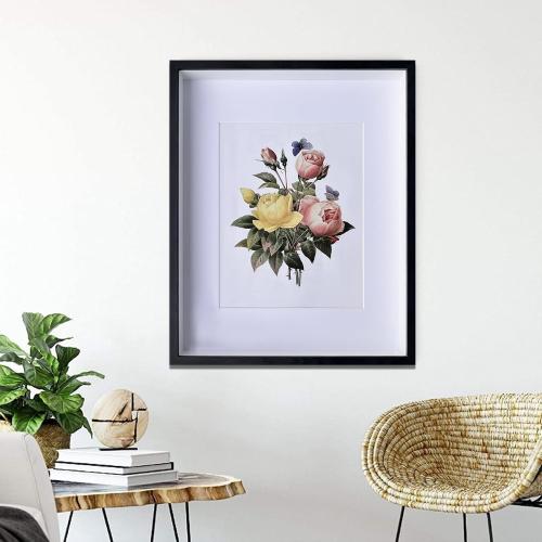 Black 16x20 EKMAX Shadow Box Frame in Black with Soft Linen Back - Composite Wood with Plexiglass for Wall and Tabletop
