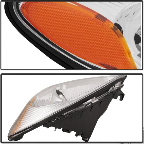 For 2000 2001 2002 2003 2004 2005 2006 2007 Ford Taurus Headlight Assembly Replacement for 00-07 Taurus Head Lights Driver and Passenger Side, Chrome Housing Amber Reflector