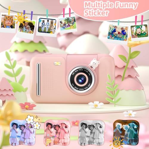 Upgrade Kids Selfie Camera,Chritmas Birthday Gift for 3-9 Years Old Girls,Portable Toy for 3 4 5 6 7 8 9 Year Children,Toddler 1080HD Digital Video Camcorder Camera with 32G SD Card Pink