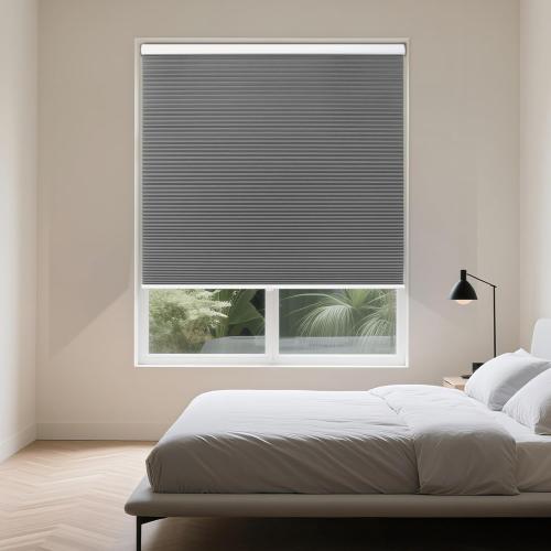 Allesin Cellular Shades Cordless Blackout Honeycomb Blinds for Indoor Windows, Thermal Insulated Window Shades Noise Reduction, Easy to Install, Perfect for Bedroom/Living Room, Grey 34 W x 64 H