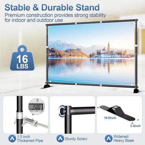 10 x 8FT Backdrop Banner Stand, Heavy Duty Adjustable Photo Background Support Frame Kit, Step and Repeat Stand for Photo Booth, Parties, Exhibition, Trade Show, Wedding