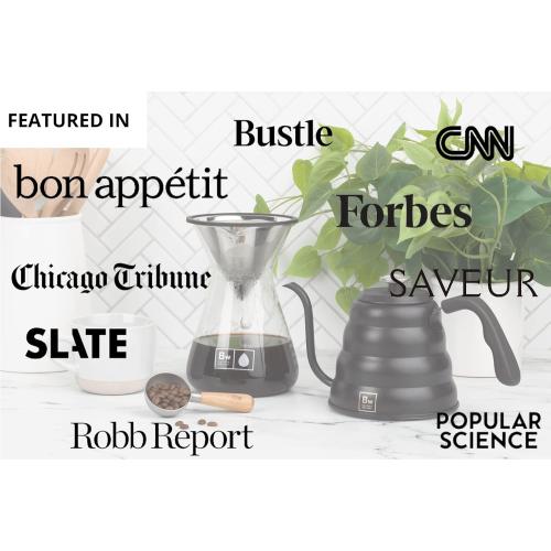 Barista Warrior Pour Over Coffee Maker with Glass Carafe and Reusable Stainless Steel Dripper – Complete Pour Over Coffee Kit with Acacia Wood Scoop for Rich, Flavorful Drip Brewing at Home