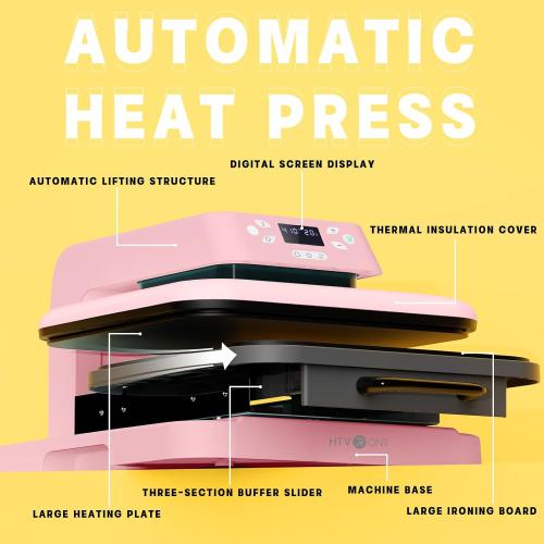 HTVRONT Auto Heat Press Machine for T Shirts - 15x15 Intelligent Press Machine with Auto Release - Auto-Off & Heats Up Fast, Smart Heat Press for HTV, Sublimation, Heat Transfer Projects