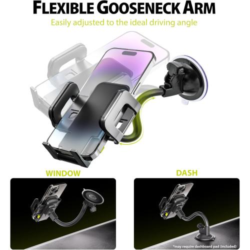 Bracketron TripGrip Window and Vent Mount, GPS Car Mount, Windshield Cell Phone Holder for Car, Includes Vent Clip