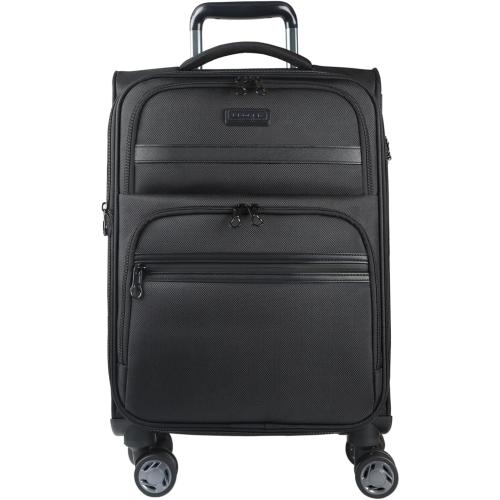 BLACK KROSER Softside Expandable Carry On Luggage with Spinner Wheels & Built-in TSA Lock, Durable Suitcase Rolling Luggage with USB Port, Carry-On 20-Inch, Black