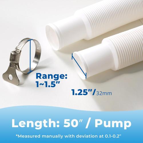 Pool Hoses for Above Ground Pools, 1.25 x 50 Inch Hose for Filter Pump, Compatible with Filter Pump 607, 637