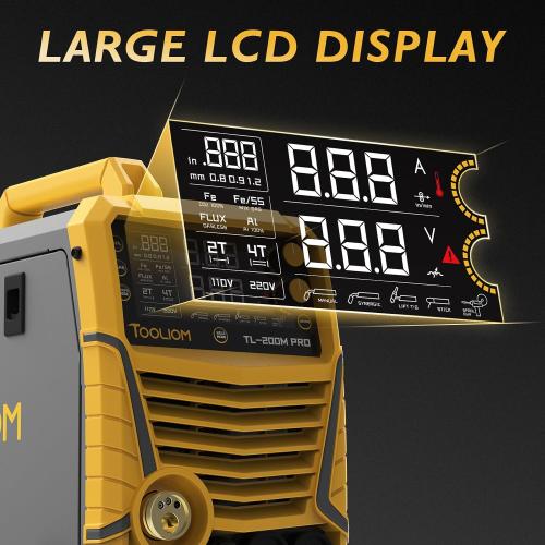 TOOLIOM 200A 5-in-1 Aluminum MIG Welder Kit, Wire & Gloves | 5 in 1 MIG/flux MIG/spool gun MIG/Lift TIG/stick welder, 110/220V Dual Voltage, smart synergic control