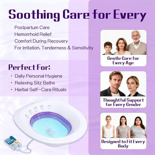 Electric Sitz Bath for Toilet Seat - Yoni Steam Seat -Portable Sitz Bath Tub for Hemorrhoids and Postpartum Care - Wide Seat - Deeper Bowl - Purple
