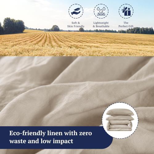 Shilucheng 100% Linen King Duvet Cover Set, Luxury Pure Natural French Flax Linen Duvet Cover with Zipper Closure & Corner Ties, Cooling Breathable Comforter Cover 3 Piece (Linen)