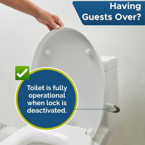 Baby Toilet Lock by Wappa Baby - 9L x 4W - Ideal Baby Proof Toilet Lid Lock - No Tools Needed Easy Installation with 3M Adhesive - Top Safety Toilet Seat Lock - Fits Most Toilets - White (1 Pack)