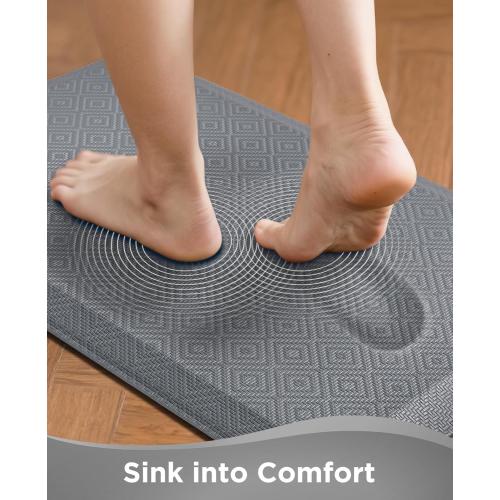Ophanie Kitchen Mats for Floor, 3/4 Inch Thick Kitchen Rugs, 20x48 Anti Fatigue Standing Cushioned Mat, Waterproof,Comfort Ergonomic Mat for Office, Home, Sink, Grey Non-Slip Bottom