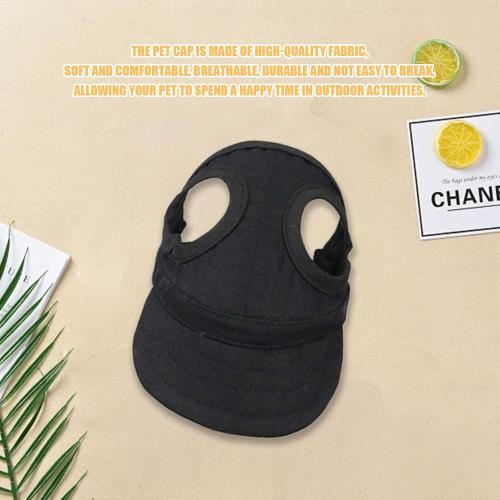Dog Baseball Cap,1PC Pet Summer Beach Peaked Cap Dog Hat with Ear Holes, Adjustable Cat Visor Sunbonnet Hat for Small Medium Large Dogs (Solid Black, Medium