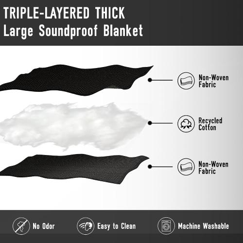 2PCS Large Sound Dampening Blanket,96 x 80 Sound Absorbing Studio Blanket,Noise Cancelling Studio Acoustic Blanket Curtain/Light Blocker/Moving Blanket