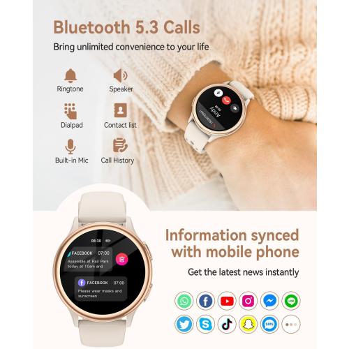 Smart Watches for Women(Answer/Make Calls), 1.27'' AMOLED Screen Activity Trackers with Heart Rate/Sleep/SpO2 Monitor, Smartwatch for iPhone/Samsung/Android, 120  Sport Modes IP68 Fitness Watch 3Bands