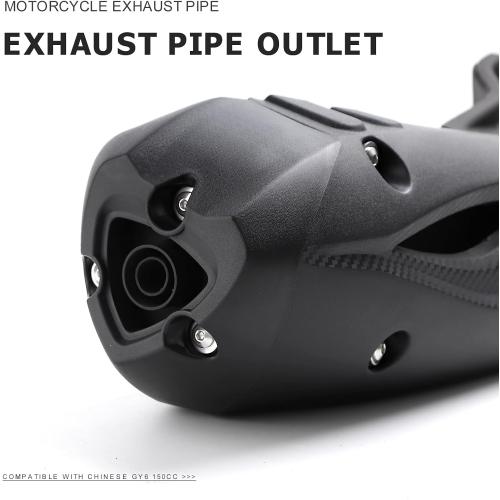 Mokuo Motorcycle Exhaust Assembly in Heavy Iron Material Compatible with Chinese GY6 125cc 150cc 4-Stroke Engine Scooter Moped RSZ 150cc,Xpro Bali 150